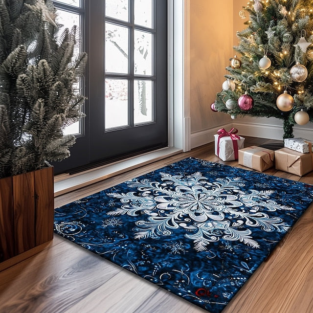 Doormat Snowflake Kitchen Mat Floor Mat Non-Slip Area Rug Oil Proof Rug Indoor Outdoor Mat Bedroom Decor Bathroom Mat Entrance Rug