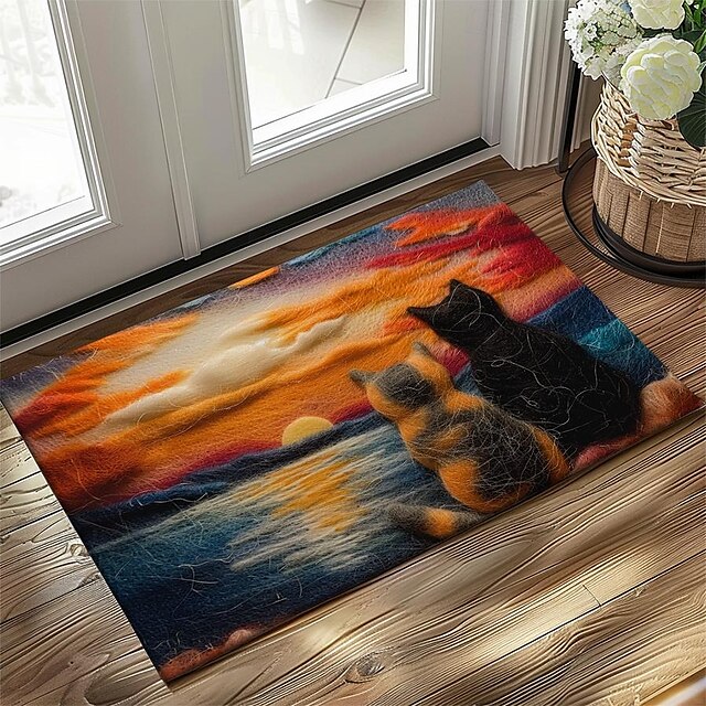 Kitty Fur Doormat Kitchen Mat Floor Mat Non-Slip Area Rug Oil Proof Rug Indoor Outdoor Mat Bedroom Decor Bathroom Mat Entrance Rug