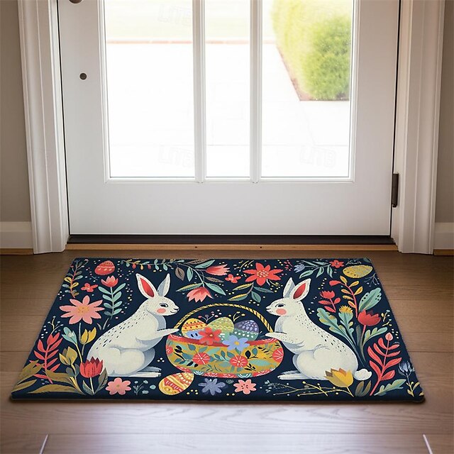 Easter Bunny Doormat Floor Mats Washable Rugs Kitchen Mat Non-Slip Oil Proof Rug Indoor Outdoor Mat Bedroom Decor Bathroom Mat Entrance Rug Folk Art