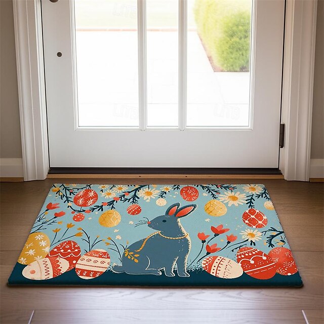 Easter Bunny Doormat Floor Mats Washable Rugs Kitchen Mat Non-Slip Oil Proof Rug Indoor Outdoor Mat Bedroom Decor Bathroom Mat Entrance Rug Folk Art