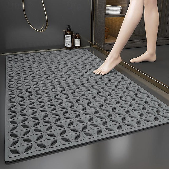 Shower Non Slip Mat, Square Bathtub Mat with Suction Cups & Drain Holes, Rubber Shower Stall Mat, Suspensible Safety Bath Shower Mats