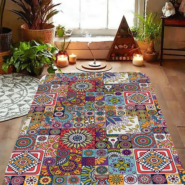 Bohemian Floor Mat Anti-Slip Door Mat Hallway Carpets Area Rugs Washable for Bedroom Living Room Kitchen Bathroom