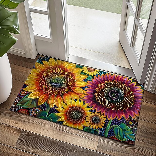 Big Sun Flowers Doormat Floor Mats Washable Rugs Kitchen Mat Non-Slip Oil Proof Rug Indoor Outdoor Mat Bedroom Decor Bathroom Mat Entrance Rug