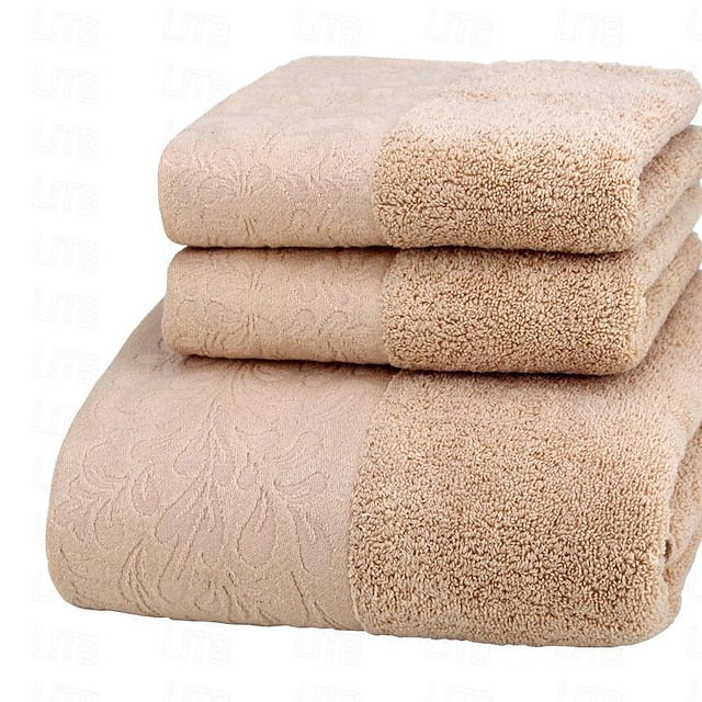 100% Cotton 3 PCS Towels Set Quick Dry, Extra Aborbent, Super Soft Towels Set 1 Handkerchief, 1 Sport Towel, 1 Bath Towel