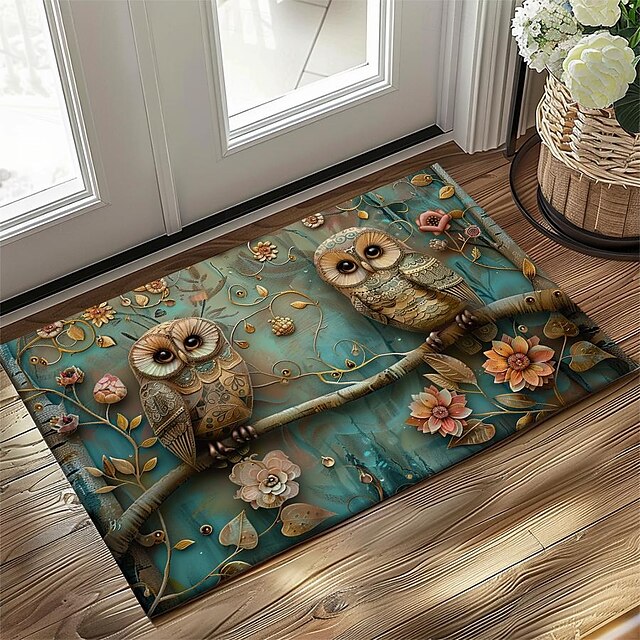 Owl 3D Painting Doormat Kitchen Mat Floor Mat Non-Slip Area Rug Oil Proof Rug Indoor Outdoor Mat Bedroom Decor Bathroom Mat Entrance Rug