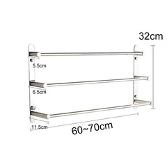 3-Tiers Towel Rack Stainless Steel Bath Towel Bar  Towel Rail Wall Mount Mirror Polished Silvery 60/70cm