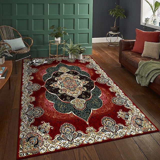 Area Rug Carpet Exotic Ethnic Style Floor Mat American Persian Multicolored Flowers in Retro Style Living Room Hotel Homestay Home Bedroom Full Carpet