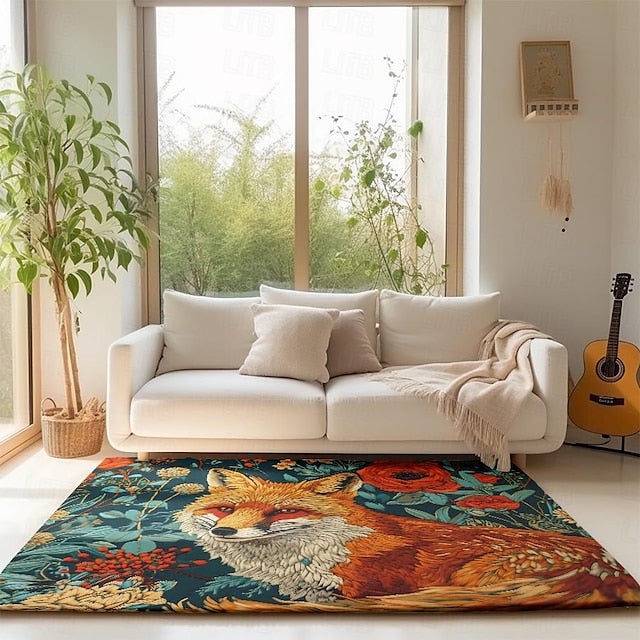 Inspired William Morris Fox Area Rug Kitchen Mat Non-Slip Oil Proof Floor Mat Livingroom Rug Indoor Outdoor Mat Bedroom Decor Bathroom Mat Entrance Rug Door Mat