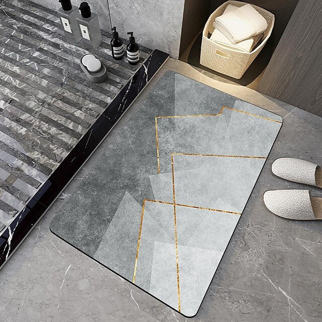 Diatomaceous Earth Bath Mat Non-slip Marble Pattern Super Absorbent Toilet Door Quick-Drying Foot Mat Entry Door Mat Non-Slip Mat