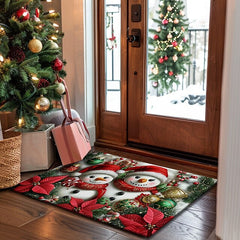 Christmas Decorations Doormat Snowman Kitchen Mat Floor Mat Non-Slip Area Rug Oil Proof Rug Indoor Outdoor Mat Bedroom Decor Bathroom Mat Entrance Rug