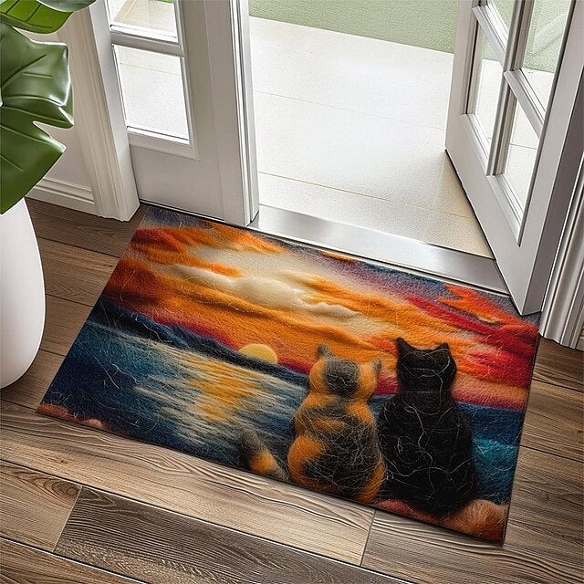 Kitty Fur Doormat Kitchen Mat Floor Mat Non-Slip Area Rug Oil Proof Rug Indoor Outdoor Mat Bedroom Decor Bathroom Mat Entrance Rug