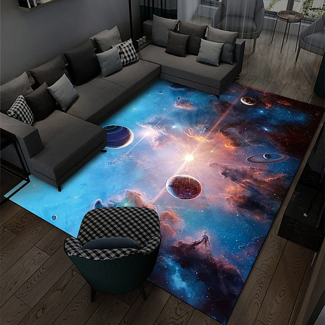 Area Rug Educational Outer Space Universe Planet Floor Rugs Living Room Home Decor, Carpets Area Mats for Kids Boys Girls Bedroom