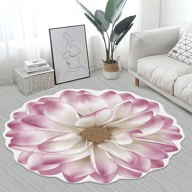 Area Rugs Flower Shaped Rugs Simple 3D Big Flower Carpet Washable Floor Mats