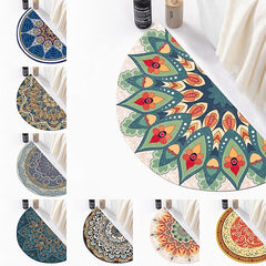 Boho Style Half Round Doormat Floor mats Washable Rugs Kitchen Mat,Non Slip Durable Welcome Door Mats, Boots Scraper Mats Indoor Outdoor Rug, Semicircle Door Mats for Entry,Bathroom Rug