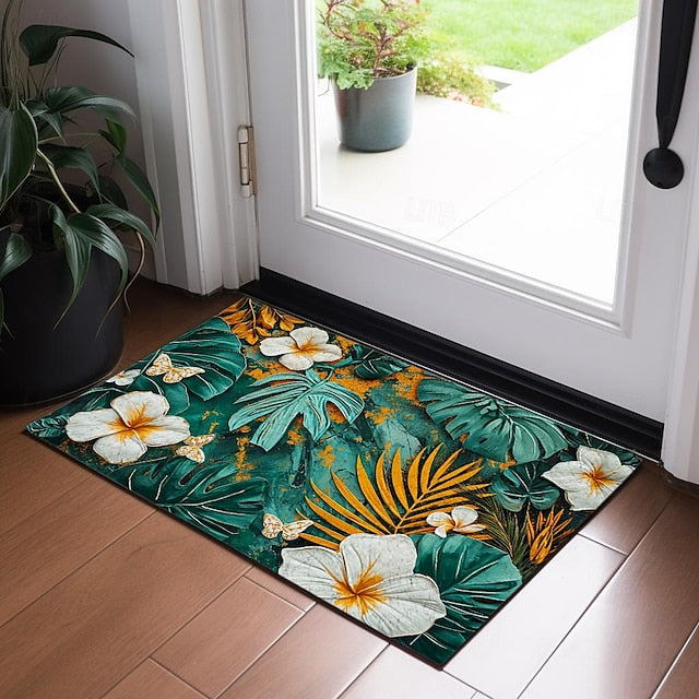 Tropical Leaves Doormat Non-Slip Oil Proof Rug Indoor Outdoor Mat Bedroom Decor Bathroom Mat Entrance Rug Door Mat