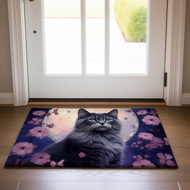 Painting Cat Doormat Floor Mats Washable Rugs Kitchen Mat Non-Slip Oil Proof Rug Indoor Outdoor Mat Bedroom Decor Bathroom Mat Entrance Rug