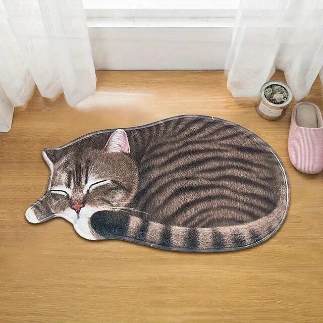 Cats Irregular Doormat Kitchen Mat Floor Mat Non-Slip Area Rug Oil Proof Rug Indoor Outdoor Mat Bedroom Decor Bathroom Mat Entrance Rug