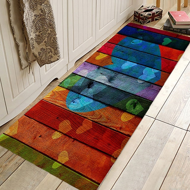 Rug Runner Colour Stripe Floor Mat Door Mat Hallway Carpets Area Rugs Washable for Bedroom Living Room Kitchen Bathroom Anti-Slip Floor Mats Wood lines