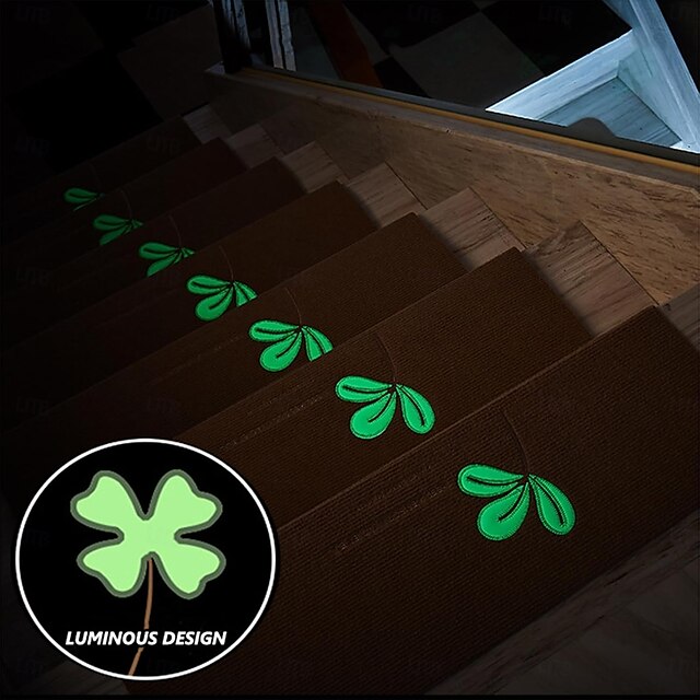 Step Carpet Blacklight Night Style Non-Slip Carpet Stair Treads for Kids Elders and Pets Plant Design Stair Tread Mats