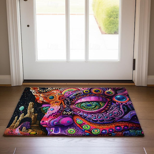 Trippy Psychedelic Monster Doormat Non-Slip Oil Proof Rug Indoor Outdoor Mat Bedroom Decor Bathroom Mat Entrance Rug Door Mat