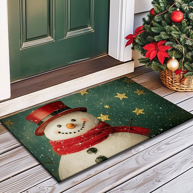 Christmas Decorations Doormat Snowman Kitchen Mat Floor Mat Non-Slip Area Rug Oil Proof Rug Indoor Outdoor Mat Bedroom Decor Bathroom Mat Entrance Rug