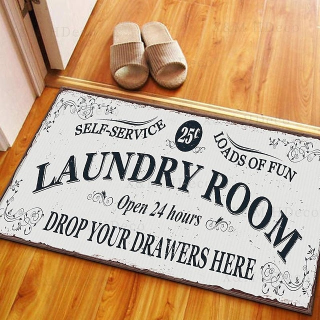 Laundry Mat Rug Kitchen Mat Non-Slip Oil Proof Rug Indoor Outdoor Mat Bedroom Decor Bathroom Mat Entrance Rug Door Mat