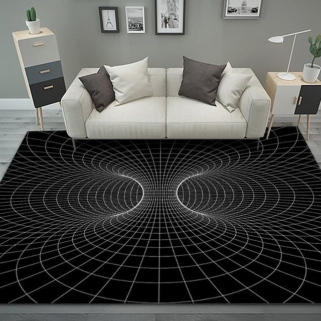 Modern Abstract 3D Vortex Area Rug Thickened Imitation Cashmere Living Room Simple Bedroom Full Bedside Blanket Sofa Home Coffee Table Non-slip Mat