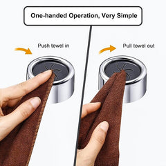 2pcs Towel Holder, Self Adhesive Wall Dish Towel Hook, Round Wall Mount Towel Holder For Bathroom, Kitchen And Home, Wall, Cabinet, Garage, No Drilling Required