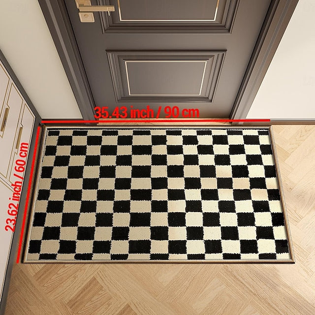 Chess Board Doormat Kitchen Mat Floor Mat Non-Slip Area Rug Oil Proof Rug Indoor Outdoor Mat Bedroom Decor Bathroom Mat Entrance Rug