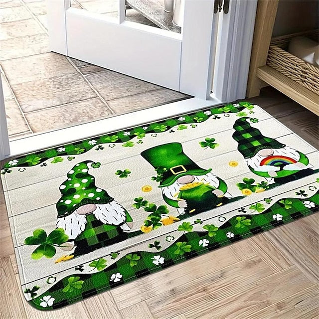 Saint Patrick's Day Doormat Floor Mats Washable Rugs Kitchen Mat Non-Slip Oil Proof Rug Indoor Outdoor Mat Bedroom Decor Bathroom Mat Entrance Rug Gnomes