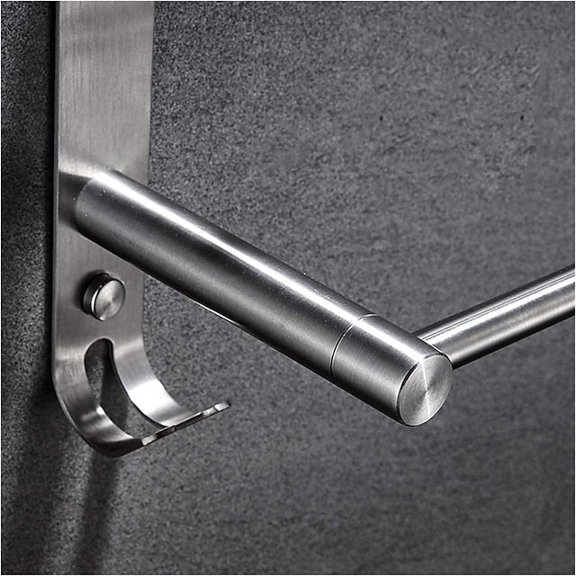 3-Tier Towel Rail with Hooks for Bathroom Wall Mounted Stainless Steel Towel Bar Brushed Nickel Towel Rack Rustproof Towel Bar 40/50/60CM(Silvery)