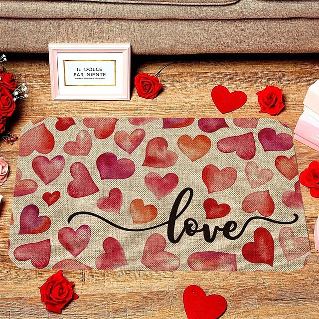 Valentine's Day Heart Doormat Kitchen Mat Floor Mat Non-Slip Area Rug Oil Proof Rug Indoor Outdoor Mat Bedroom Decor Bathroom Mat Entrance Rug