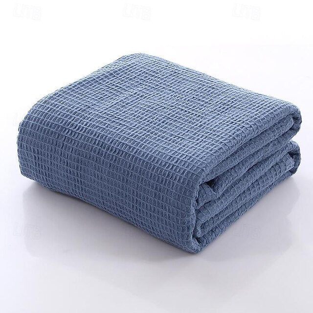 100% Cotton Waffle Throw Comfortable and Breathable Honeycomb Nap Blanket Pure Cotton Towel Blanket