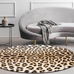 Round Leopard Print Area Rug Floor Decor Non Slip Absorbent Carpet For Entryway Bedroom Living Room Sofa Home Deco