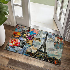 Graffiti Doormat Kitchen Mat Floor Mat Non-Slip Area Rug Oil Proof Rug Indoor Outdoor Mat Bedroom Decor Bathroom Mat Entrance Rug Eiffel Tower