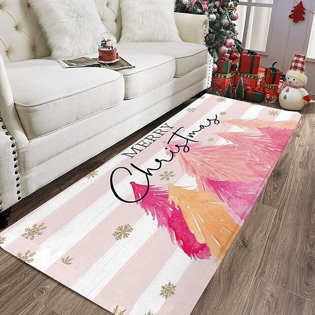 Christmas Decorations Tree Area Rug Non Slip Xmas Floor Mat Bedside Livingroom Bedroom Indoor Outdoor