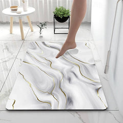 Marble Pattern Bathroom Bath Mats Creative Absorbent Bathroom Rug Diatomaceous Earth Non Slip