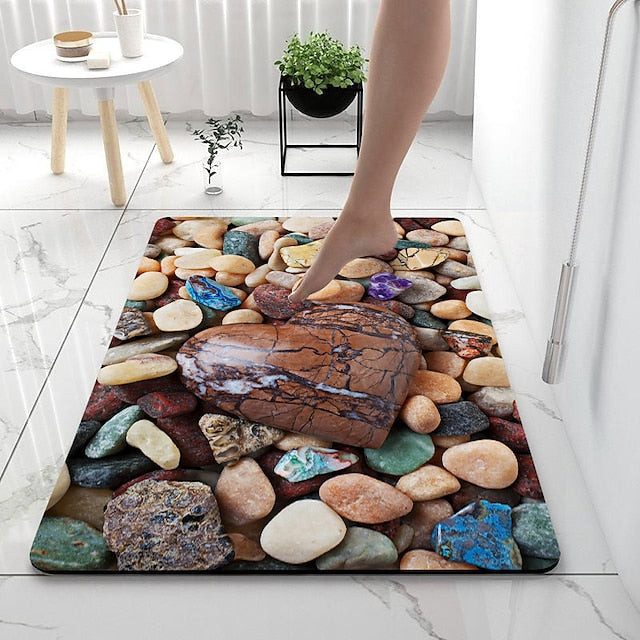 Diatomaceous Earth Bath Mat Smooth Stone Super Absorbent Bathroom Rug Door Mat New Design