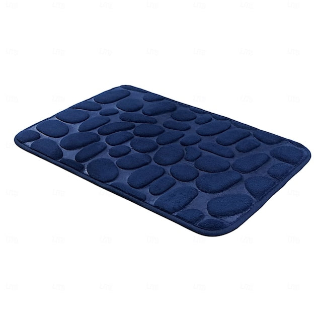 Cobblestone Embossed Bath Mat Non-slip , Memory Foam Pad, Washable Bath Rugs, Rapid Water Absorbent, Non-Slip, Washable, Thick, Soft And Comfortable Carpet For Shower Room