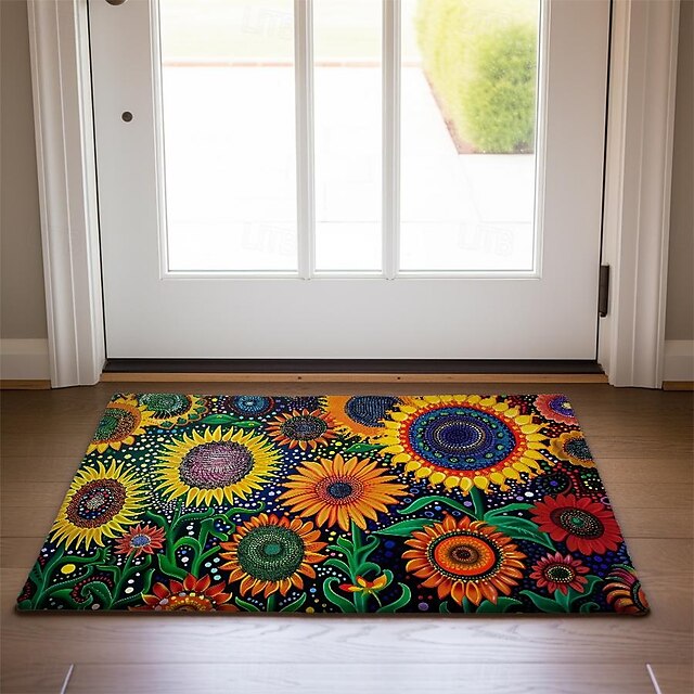 Big Sun Flowers Doormat Floor Mats Washable Rugs Kitchen Mat Non-Slip Oil Proof Rug Indoor Outdoor Mat Bedroom Decor Bathroom Mat Entrance Rug