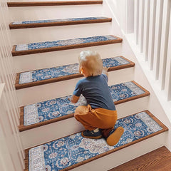 Non Slip Carpet Stair Treads for Wooden Steps Indoor, 8''X30'' Staircase Step Treads Reusable Rubber Stair Runner Mats for Dogs and Kids, Stairway Grip Step Treads Carpet