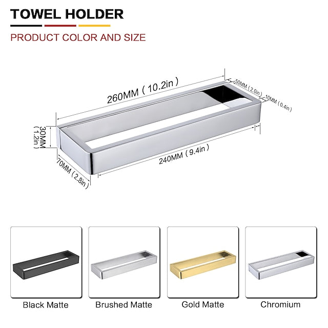 Bathroom Towel Rack Hand Towel Rail Black Towel Bar SUS304 Stainless Steel 26cm Wall Mounted Towel Rack(Black/Golden/Brushed Nickel)