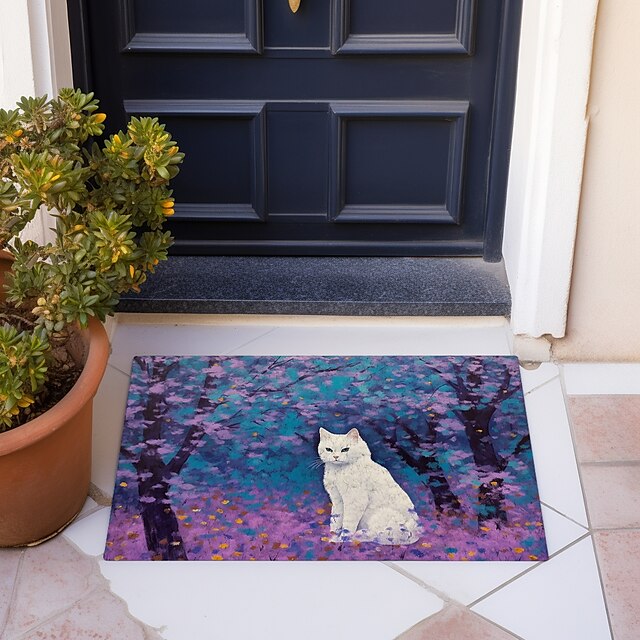 Painting Cat Doormat Floor Mats Washable Rugs Kitchen Mat Non-Slip Oil Proof Rug Indoor Outdoor Mat Bedroom Decor Bathroom Mat Entrance Rug