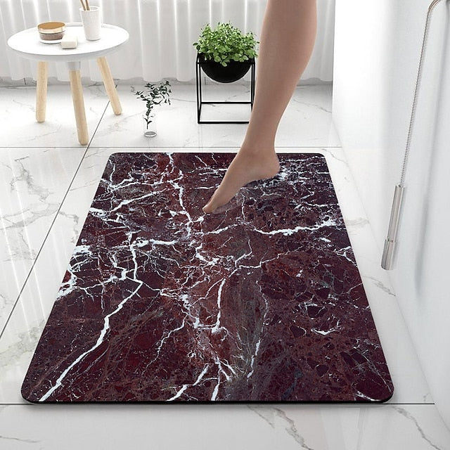 Diatomaceous Earth Bath Mat Non-slip Marble Pattern Super Absorbent Bathroom Rug Door Mat New Design