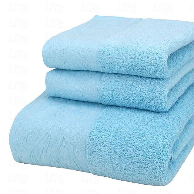 100% Cotton 3 PCS Towels Set Quick Dry, Extra Aborbent, Super Soft Towels Set 1 Handkerchief, 1 Sport Towel, 1 Bath Towel