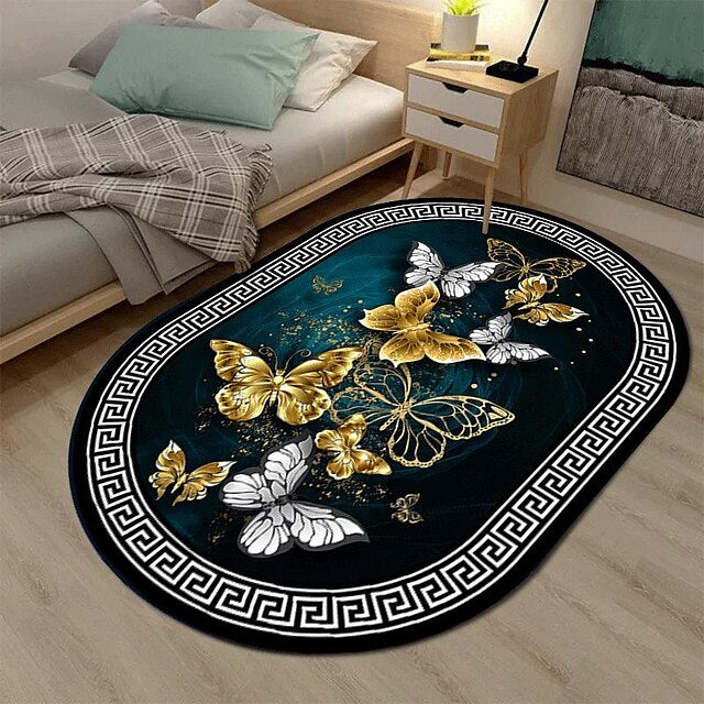 3D Oval Floor Mat Living Room Carpet Home Bedroom Cloakroom Living Room Floor Mat Machine Washable Carpet