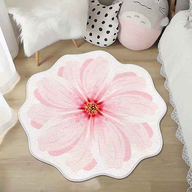 Area Rugs Flower Shaped Rugs Simple 3D Big Flower Carpet Washable Floor Mats