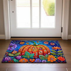 Autumn Pumpkin Folk Art Doormat Kitchen Mat Floor Mat Non-Slip Area Rug Oil Proof Rug Indoor Outdoor Mat Bedroom Decor Bathroom Mat Entrance Rug