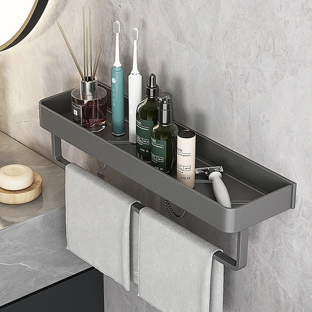 Shower Caddy Bathroom Shelves Wall Mounted Gun Grey Storage Organizer Rack Bathroom Kitchen Bathroom Hardware Pendant Bathroom Shelf Space Aluminum Shower Rack Corner Shelf Square Bath Shower Shelf