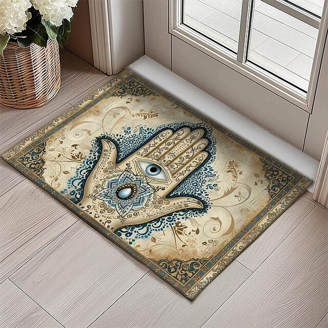 Hamsa Hand Ramadan Doormat Floor Mats Washable Rugs Kitchen Mat Non-Slip Oil Proof Rug Indoor Outdoor Mat Bedroom Decor Bathroom Mat Entrance Rug